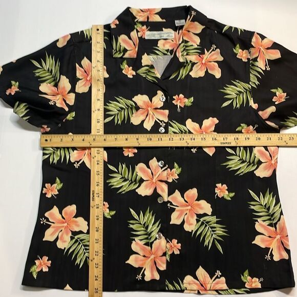 Pineapple Moon Womens Silk Vibrant Tropical Print Button Down Blouse Sz XL - Picture 3 of 6